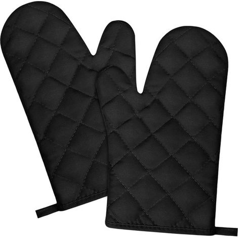 Guanti da forno resistenti al calore, guanti da forno, guanti da cucina, adatti per forno e griglia (1 paio, neri) (1/2)