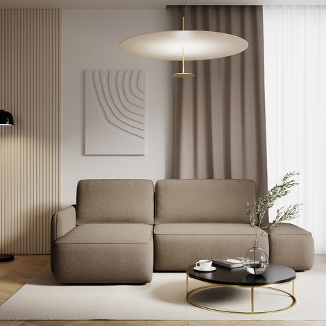 Umkehrbares und umwandelbares 3-Sitzer-Ecksofa mit Truhe Alessio Taupe