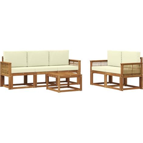 Outdoor Sofa Set 6 pcs Natural and Cream Polyester vidaXL (1/5)