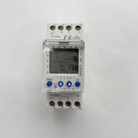 Minuteur programmable AHC812 220V 16A Prize de minuterie multicanaux, 8 canaux programmables independent, convient pour l'éclairage, les appareils ménagers, l'éclairage extérieur, les lumières de Noël (1/4)