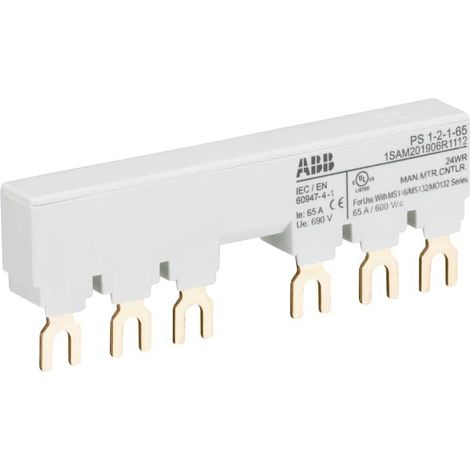 Peigne d'alimentation 65A Max pour 2 MS116-MS/MO132 avec 1 contact auxilliaire 1SAM201906R1112 ABB H440072