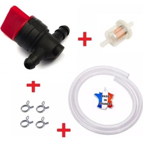 – Kit de réparation essence tondeuse tracteur – Robinet, durite, filtre carburant, collier de serrage – Compatible BRIGGS ET STRATTON