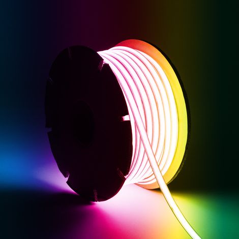 LED Streifen RGB 220V WCOB 420LED/m ROLLE 50m 15W/m SILICONE FLEX Breite 12mm IP65 Schnitt 50cm IR-Fernbedienung (1/5)