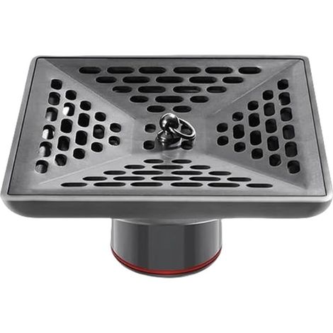 Siphon de sol en acier inoxydable pour salle de douche de salle de bain avec filtration, collecte et désodorisation siphon de sol carré 1010. (1/5)