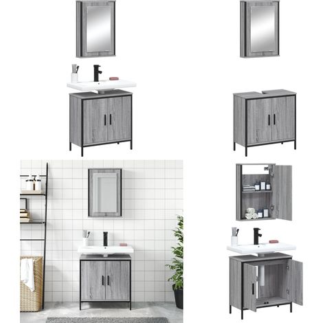Ensemble de meubles de salle de bain 2 pcs Sonoma gris - Meuble De Salle De Bain - Ensemble Meuble Salle De Bain - Armoire Salle De Bain - Rangement Salle De Bain - Miroir Salle De Bain - Home & Livin (1/5)