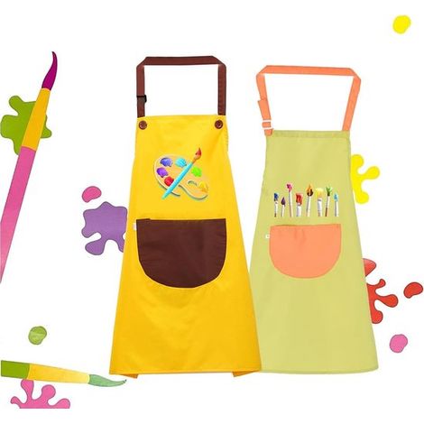 Questo set di grembiuli impermeabili in due pezzi per bambini è dotato di tasche ed è regolabile, il che lo rende perfetto per lavoretti manuali, pittura e pasticceria. (1/5)