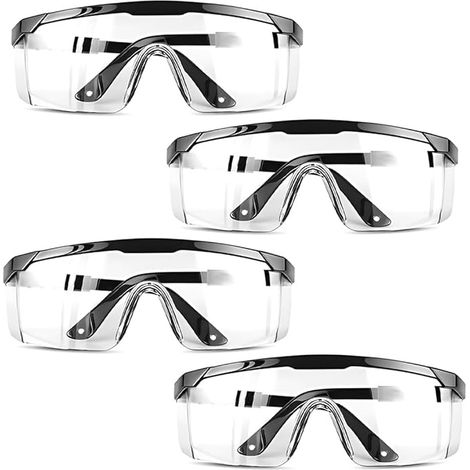 (4x Lunettes De Protection Anti-Buée Et Uv Lunettes Et Anti-Rayures Pour Les Lieux De Travail, Construction, Bricolage, Laboratoire, Soudage, Chimie (1/5)