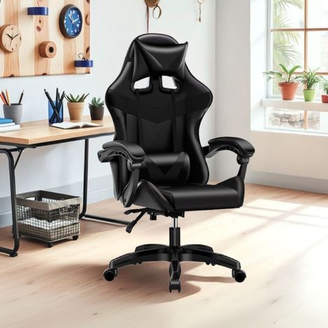 Gaming Bürostuhl mit hohem Rücken und schwarzer PVC-Polsterung