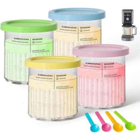 4 gobelets pour sorbetière - Compatibles avec la Ninja Creami Deluxe - Gobelets, bols et couvercles supplémentaires - 710 ml - Format familial XL Deluxe - Sans BPA - Lavables au lave-vaisselle - Coule (1/5)