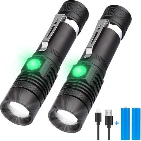 2 lampes tactiques rechargeables avec LED haute luminosité - AquaForge