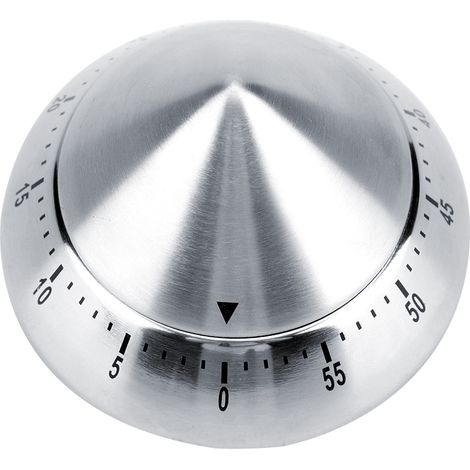 Minuteur de Cuisine Mécanique 60 Min en Acier Inoxydable Argenté - Accessoire de Cuisine Élégant (1/5)