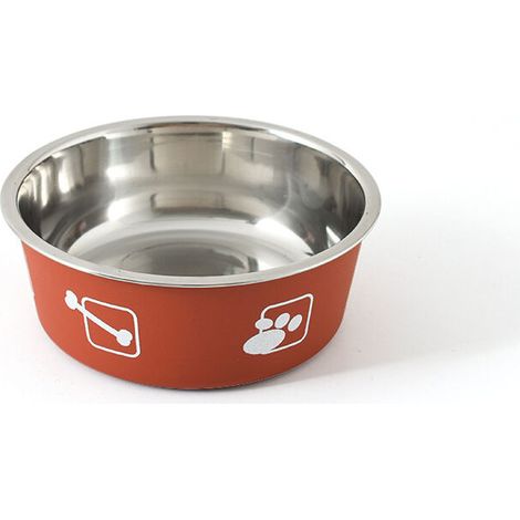 Gamelles Bol pour Chat et Petit Chien Ecuelle en Acier Inox Enduit Plastique Externe 13 cm, (1/5)