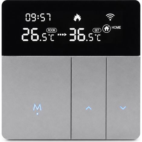 Thermostat WiFi Tuya pour chauffage à eau 3A, gris argenté, contrôle par application (1/5)