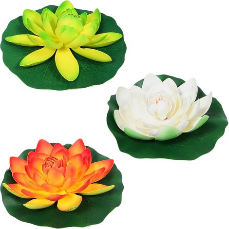 3pièces Nénuphars Flottants Artificiels Fleurs De Lotus Réalistes Décorations pour Aquariums Bassins Et Étangs (1/5)
