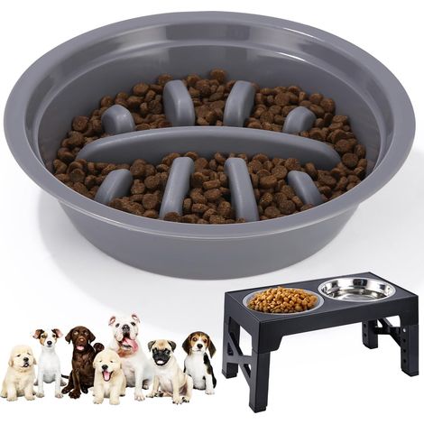 Anti-Schleuder-Hundenapf, Durchmesser 20 cm, Höhe 5 cm, Futternapf für langsames Fressen, Ersatzteile für klappbare Tischnapf-Schwimmnapf, für Katzen und kleine Hunde (Grau) (1/5)