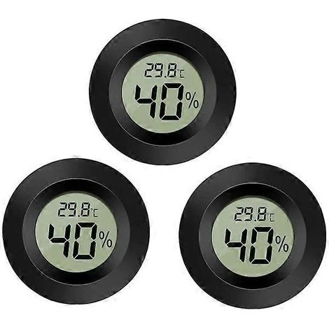Lot de 3 hygromètres-thermomètres numériques LCD, pour intérieur et extérieur. Indicateur de température pour humidificateur, déshumidificateur, serre, cave, chambre d'enfant. (1/4)