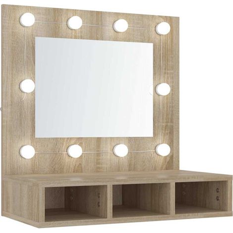 Armoire de miroir avec LED Chêne sonoma 60x31,5x62 cm (1/5)
