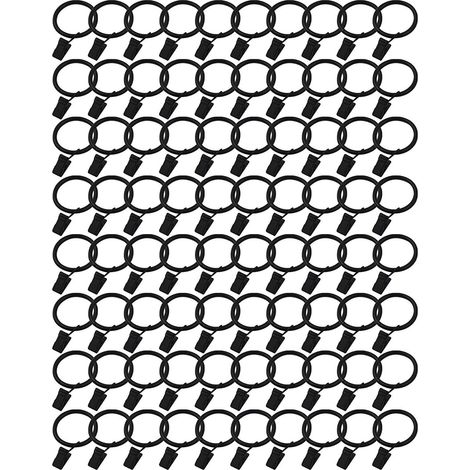 80 Anneaux de rideau avec pinces noir brillant diamètre 1,5 pouce support 66 lbs pour fenêtre salon (1/5)