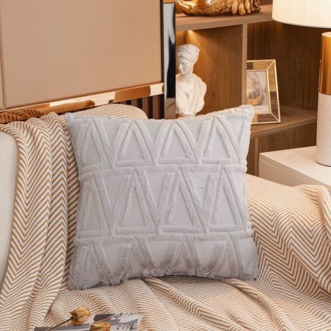 4 pcs Doux Peluche Laine Courte Velours Décoratif Housses de Coussin Luxe Style pour canapé Chambre Gris Argenté 45 x 45 cm (1/5)