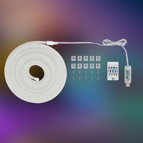Briloner Striscia LED Telecomando 5 m 8 W RGBIC Cambio colore Sensore musicale Bianco - Strisce LED Soggiorno Festa Gaming