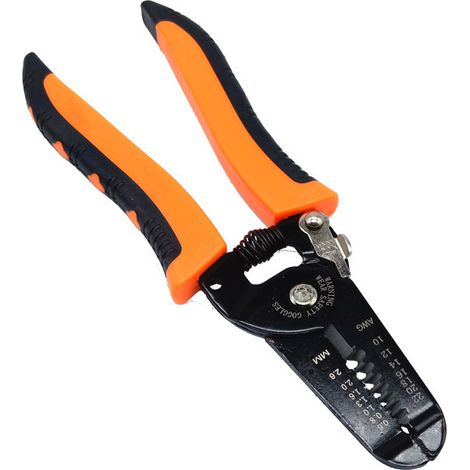 Pince à dénuder de précision, Wire Pince coupante Pince coupante Outil de réparation avec Build-in Coupe-câble et trous de Looping Pince à sertir pour 10–22 AWG, orange (1/5)