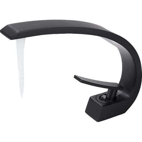 Rubinetto per bagno, design contemporaneo, monocomando, nero opaco (1/2)