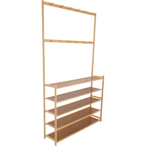 5-stufiger Schuhschrank mit Kleiderstange, Länge 100 cm (1/3)