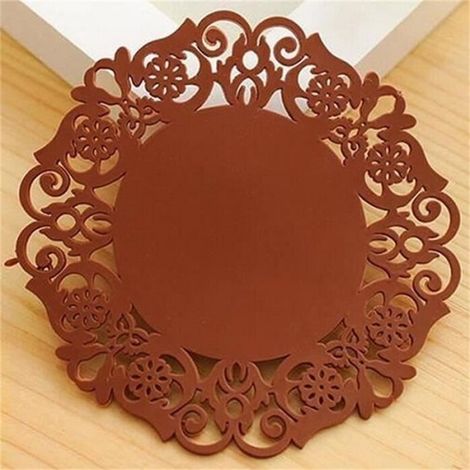 SET DE TABLE SET DE TABLEcoffee--Sous verres ronds en Silicone pour boissons 1 pièce napperon résistant aux taches Pot antidérapant (1/4)