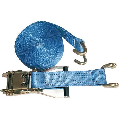 Sangle d'arrimage polyester à cliquet et à crochet double coloris bleu largeur 50 mm longueur 15 m - NORDITEC LECUYER