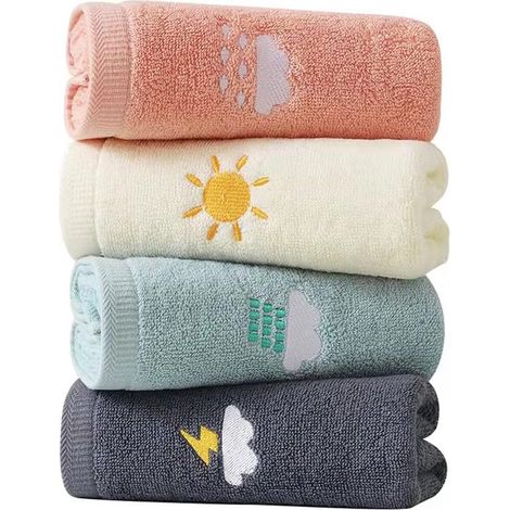 Set di 4 lussuosi asciugamani in cotone, morbidissimi e altamente assorbenti, ideali per il bagno, lo sport e il benessere. (1/5)