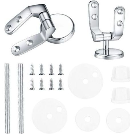 Charniere Abattant WC, Kit Fixations Remplacement pour WC Abattant, Charnière WC Fixations, pour Sièges de Toilette en Résine de Bois - 2 Pcs (1/5)