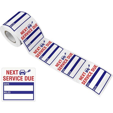 Autopflege-Etiketten – 150 Stück – Strapazierfähiges blaues Vinyl – Ölwechsel- und Kilometerstandserinnerungen – Für Werkstätten und Privatpersonen – 5 x 5 cm (1/5)
