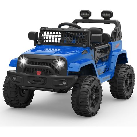 Voiture Électrique Enfant 12V, Télécommande Parentale 2.4G, Suspensions Amortissantes, Phares LED, Bluetooth, 3-8 Ans, Bleu (1/5)