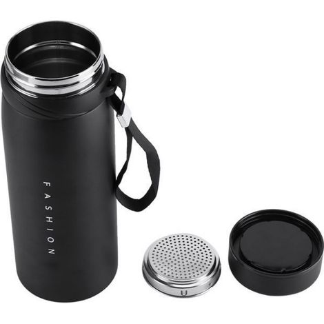 Thermos - Inox - 900ml - Noir - Infuseur à thé - Antidérapant (1/5)