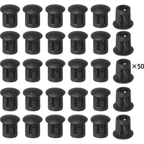 Bouchons en plastique pour tubes et poteaux de clôture, à clipser, à enclencher - 6 mm, noirs, paquet de 50.