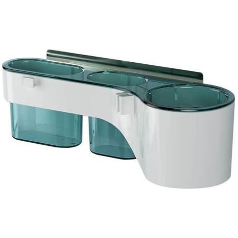 BUNTHAUS BoîTe de Rangement Transparente pour Salle de Bain PoinçOn Support pour SèChe-Cheveux Organisateur de Salle de Bain Tablettes pour Shampooing Brosse à Dents(orchidée paon) (1/5)