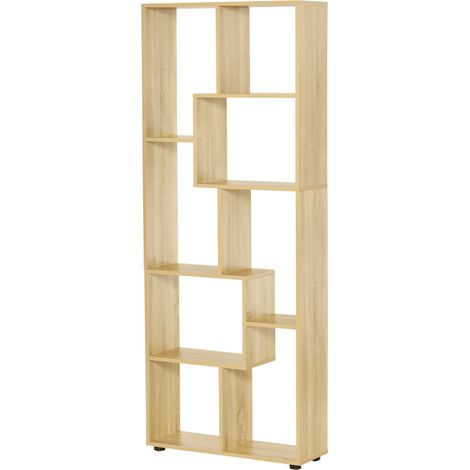 HOMCOM Zickzack-Bücherregal, modernes Design, 70 x 24 x 178 cm, Spanplatte aus Naturholz