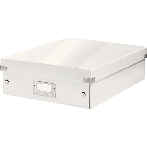 Boîte à Compartiments Click et Store A4, Format Medium, Rangement Flexible 2-4 Compartiments, Superposable, Finition PP, Maison Bureau, Blanc, 60580001 (1/5)