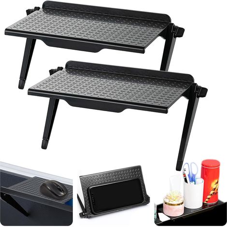2 Pièces Étagère TV, Étagère de l'Écran, Étagère de Télévision pour Decodeur, Écran Rack (Noir) (1/5)