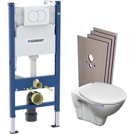 Pack WC Bati-support Geberit Duofix + WC suspendu Jika Neo + Abattant + Plaque blanche + Set d'habillage (S-LineProGeb3-sabo)