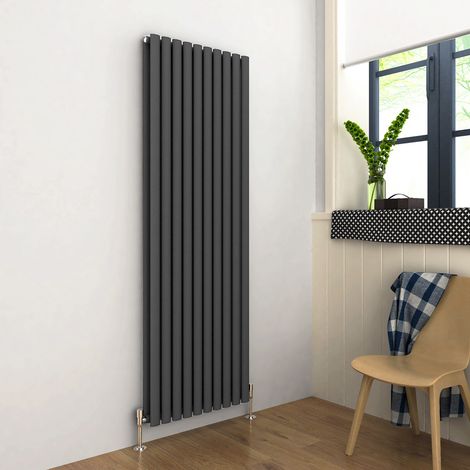 ELEGANT Central Heating Radiator 1800 x 590mm Vertical Anthracite Double Panel Oval Column Rad (1/5)