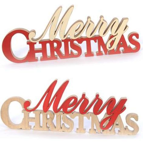 Merry Cristmas In Legno H.15X38Cm 79905 X1