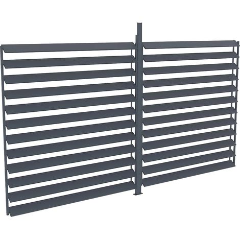 Vente-Unique – Claustra brise soleil orientable aluminium 3,68m – Compatible pergolas Amadora – Couleur gris anthracite – Épaisseur 1,5mm