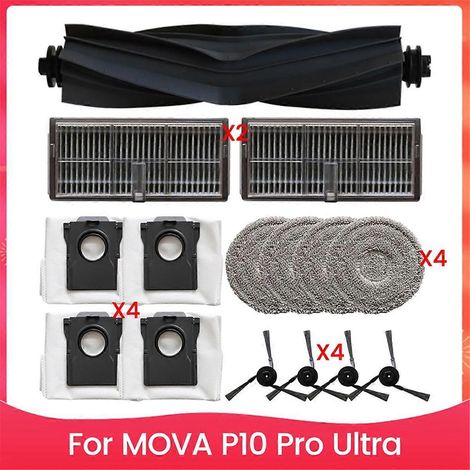Pièces de rechange pour aspirateur robot P10 Pro Ultra : brosse principale, lingettes de nettoyage, filtres, sac à poussière (1/4)
