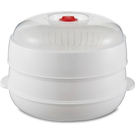 Cuiseur vapeur micro-ondes - PZCC - 2 niveaux - Set 1 cuit‑vapeur, couvercle, plateau - PP alimentaire - -20°C à 120°C (1/5)