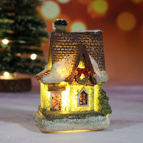 Maison lumineuse de Noël en résine LED, décorations de Noël, scène de village, cadeau de Noël (1/4)