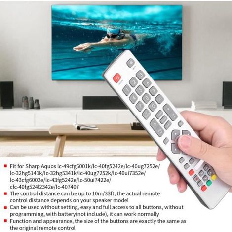 ARAMOX Télécommande pour Sharp Aquos Remplacement de la télécommande de télévision portable pour Sharp Aquos LC-49CFG6001K / (1/4)