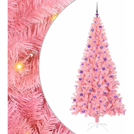 Sapin de Noël,Arbre de Noël avec 300 LED avec support Rose 210 cm PVC CFW13658 (1/5)