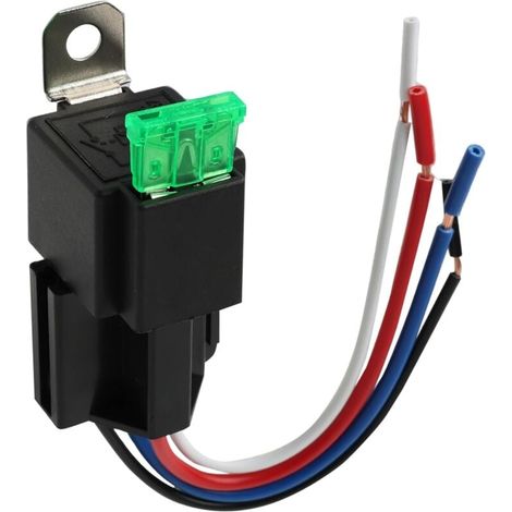 Relè automobilistico da 12 V, fusibile a lama SPST a 4 pin, con cavo rinforzato da 12 AWG per auto, camion e barche. (1/4)