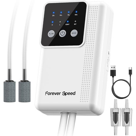 Pompe à air pour Aquarium LED Rechargeable, Réglable Pompe à air Aquarium avec Batterie avec 2 Sorties pour la Pêche en Extérieur (1/5)